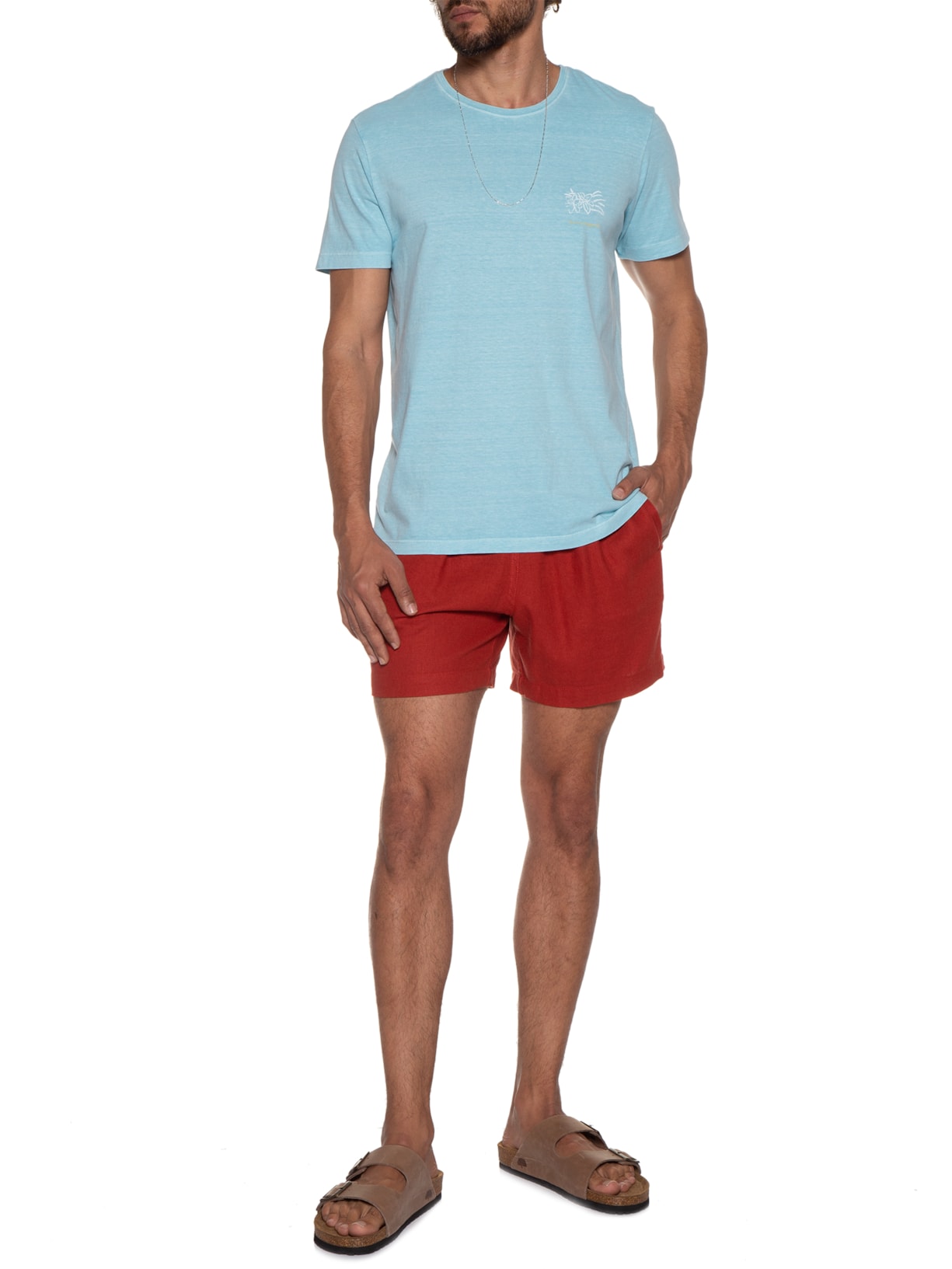 Camiseta Masculina Silkada Lírios Azul Pineapple