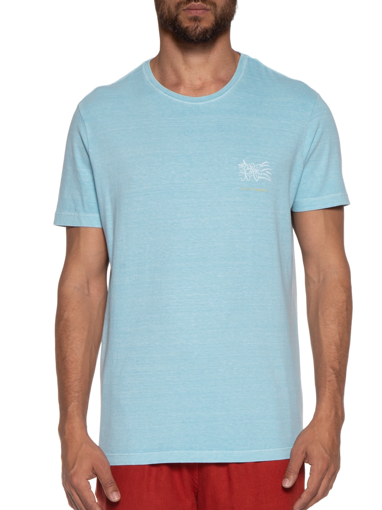 Camiseta Masculina Silkada Lírios Azul Pineapple