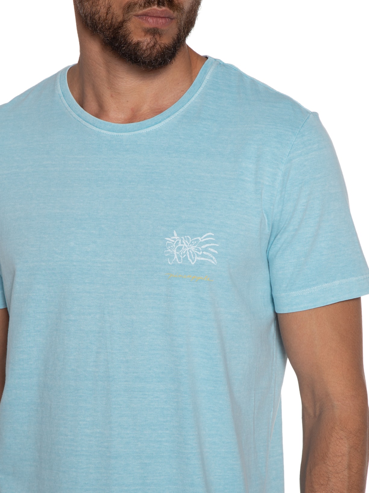 Camiseta Masculina Silkada Lírios Azul Pineapple