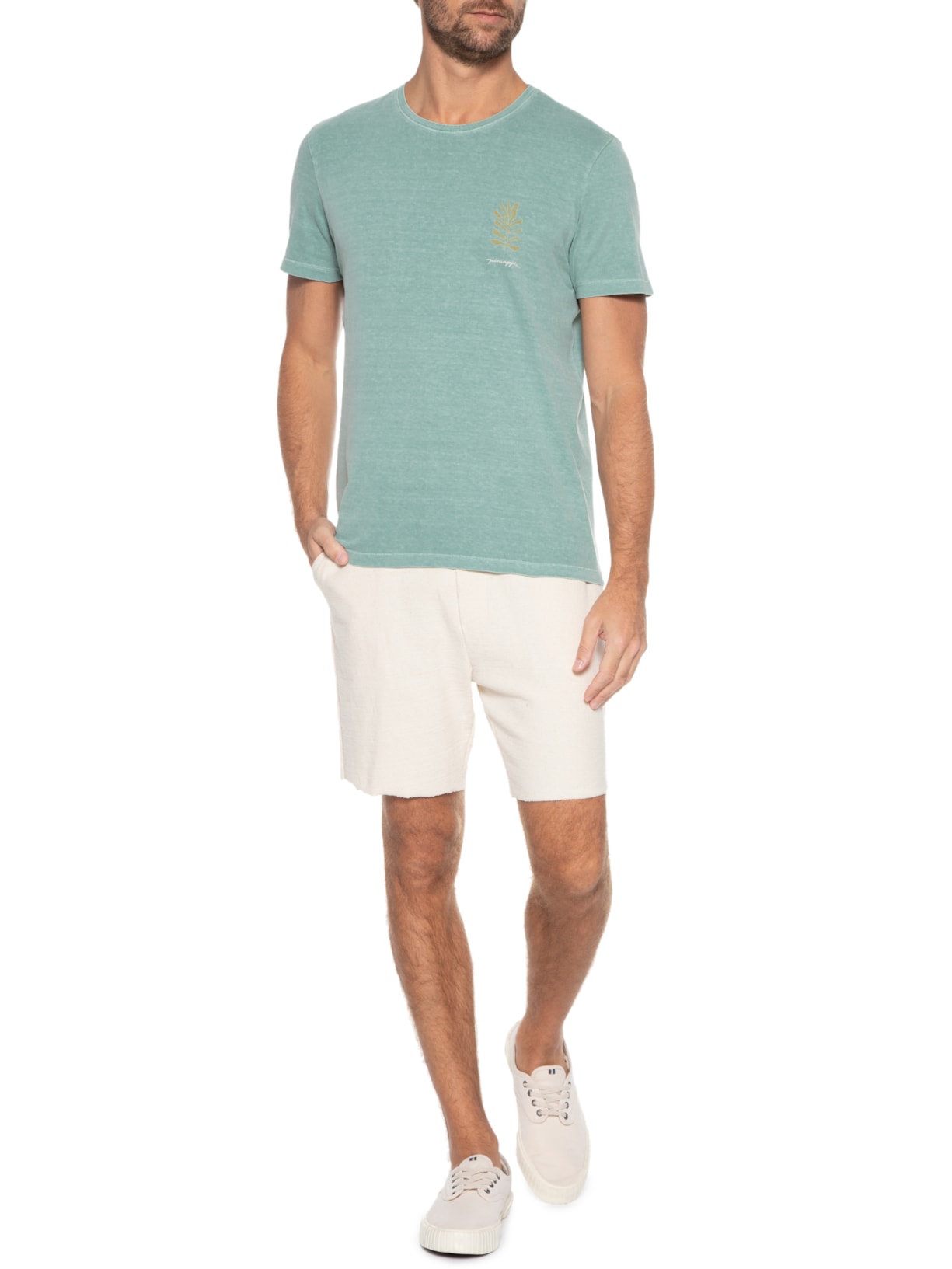 Camiseta Masculina Silkada Malhão Folha Verde Pineapple