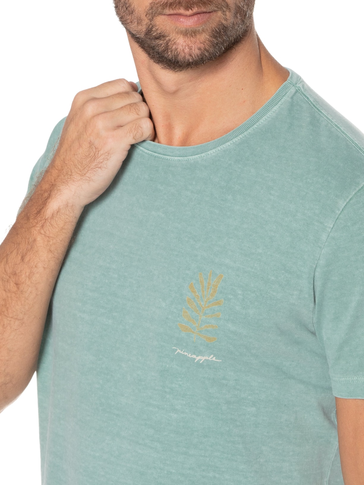 Camiseta Masculina Silkada Malhão Folha Verde Pineapple