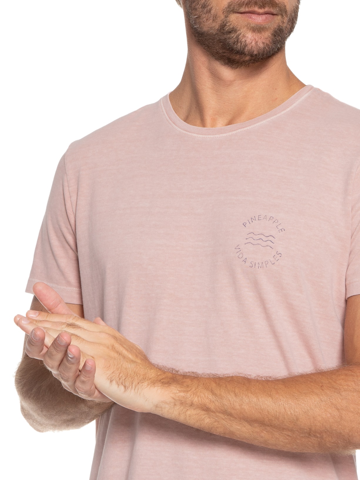 Camiseta Masculina Silkada Malhão Vida Simples Rosa Pineapple