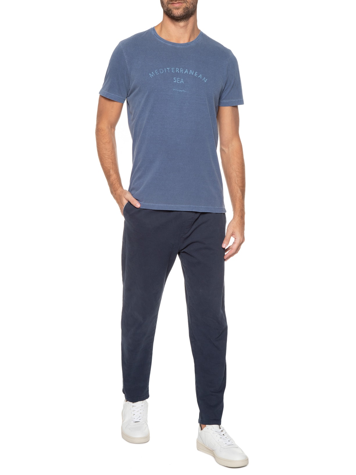 Camiseta Masculina Silkada Mediterranean Azul Pineapple