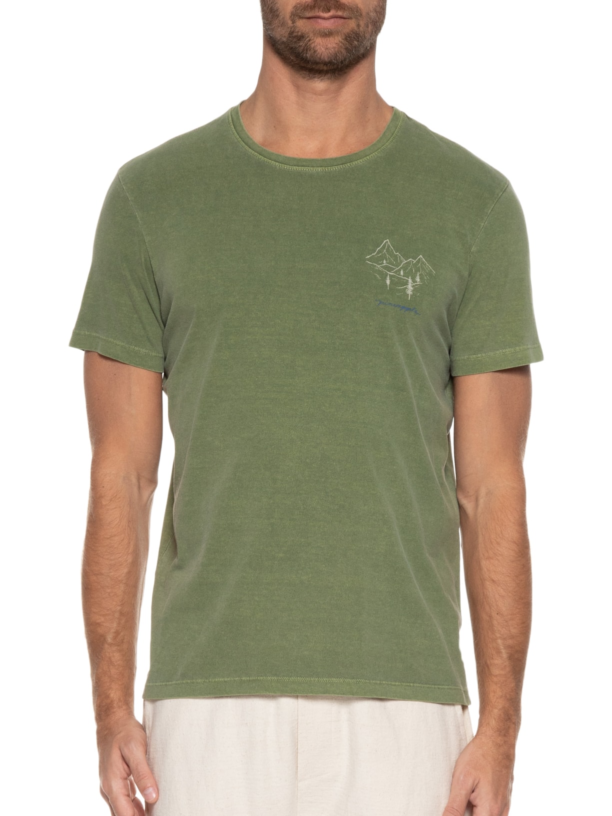 Camiseta Masculina Silkada Montanhas Verde Pineapple