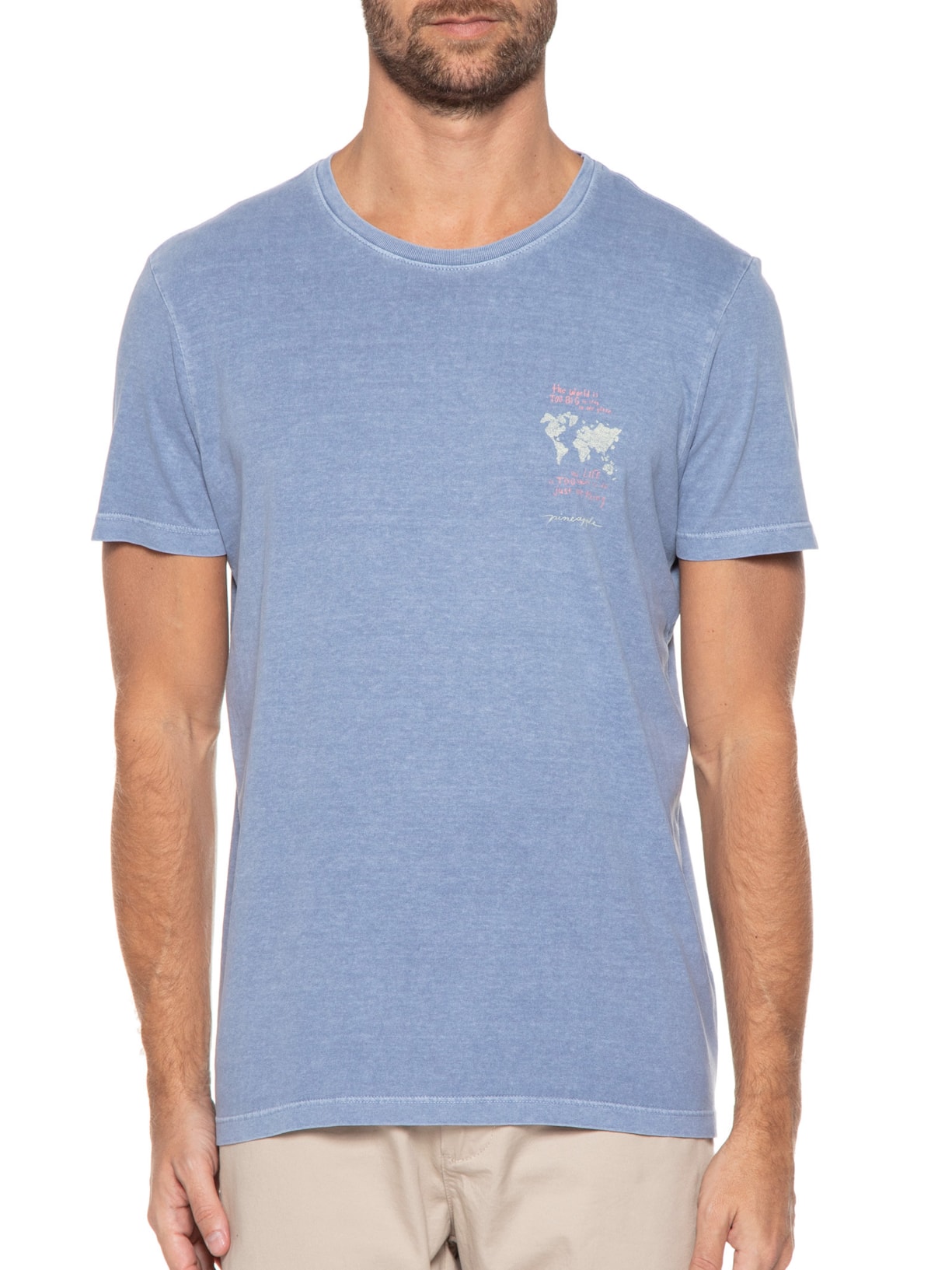 Camiseta Masculina Silkada Mundo Azul Pineapple