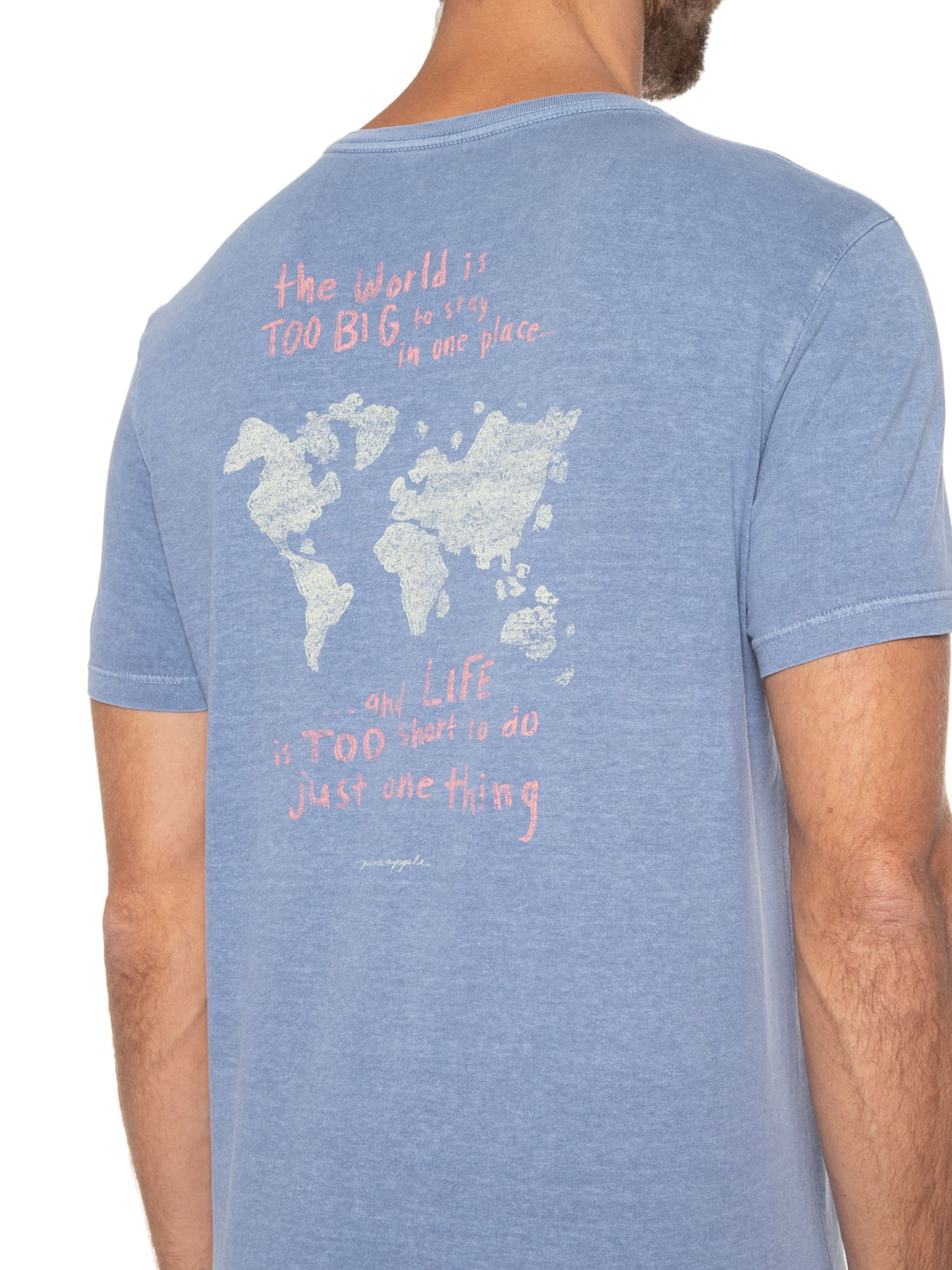 Camiseta Masculina Silkada Mundo Azul Pineapple