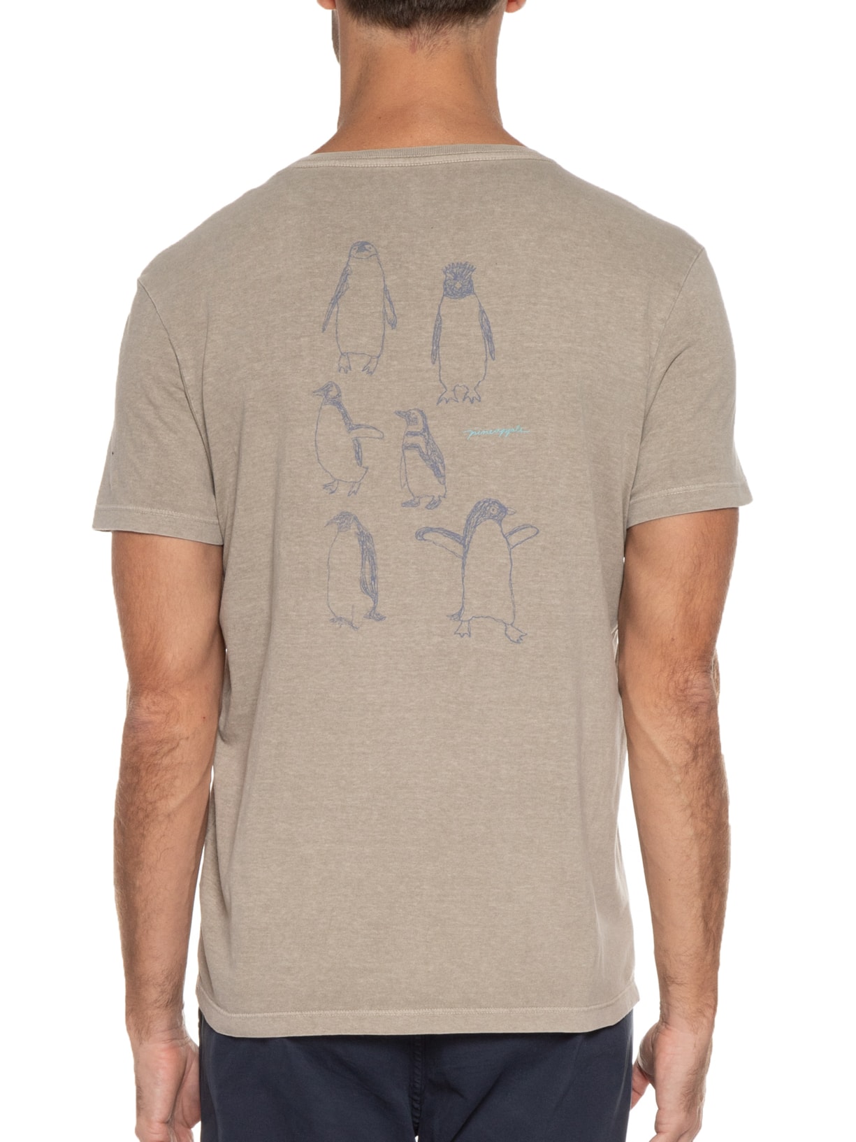 Camiseta Masculina Silkada Pinguins Bege Pineapple