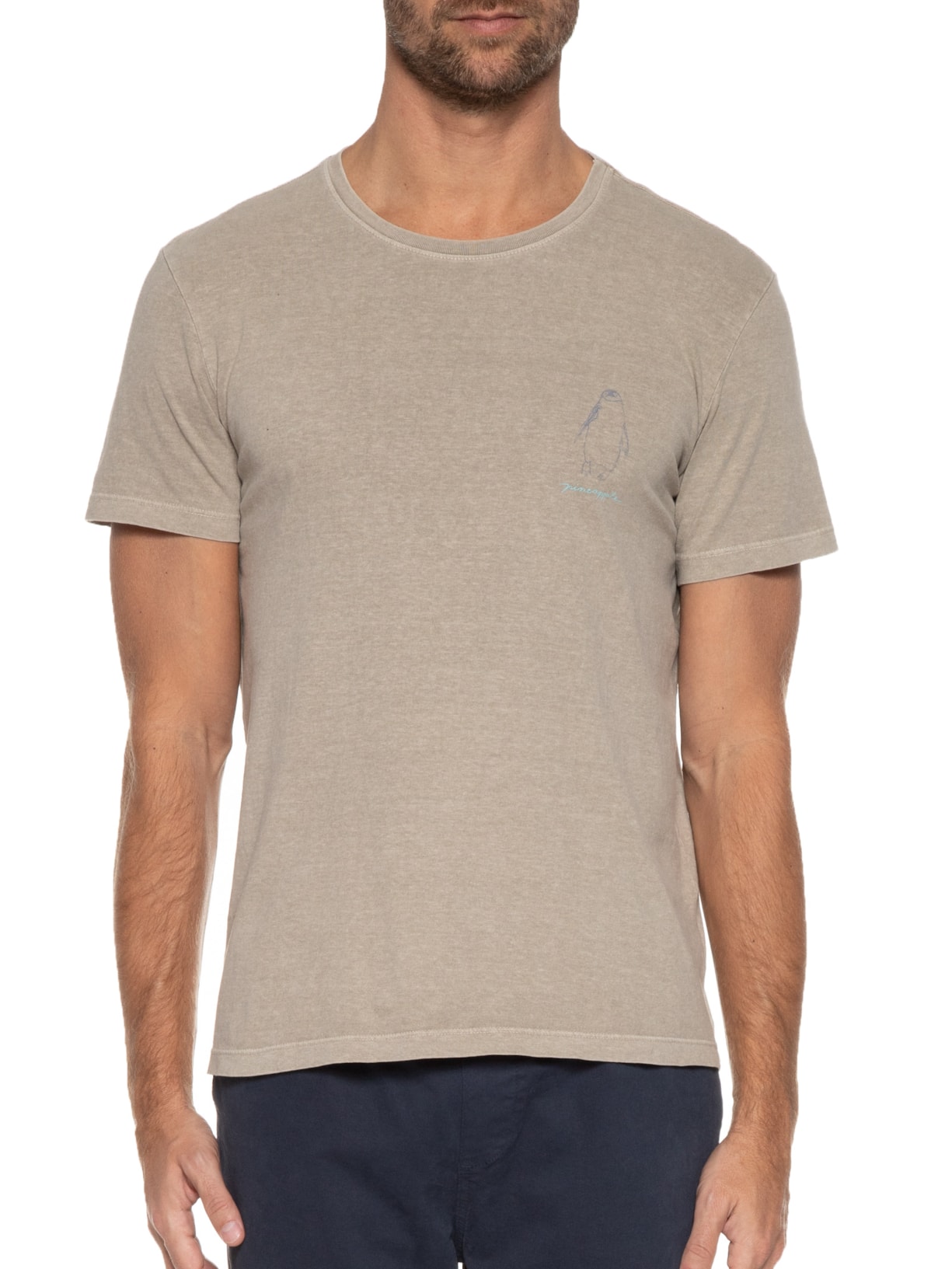 Camiseta Masculina Silkada Pinguins Bege Pineapple