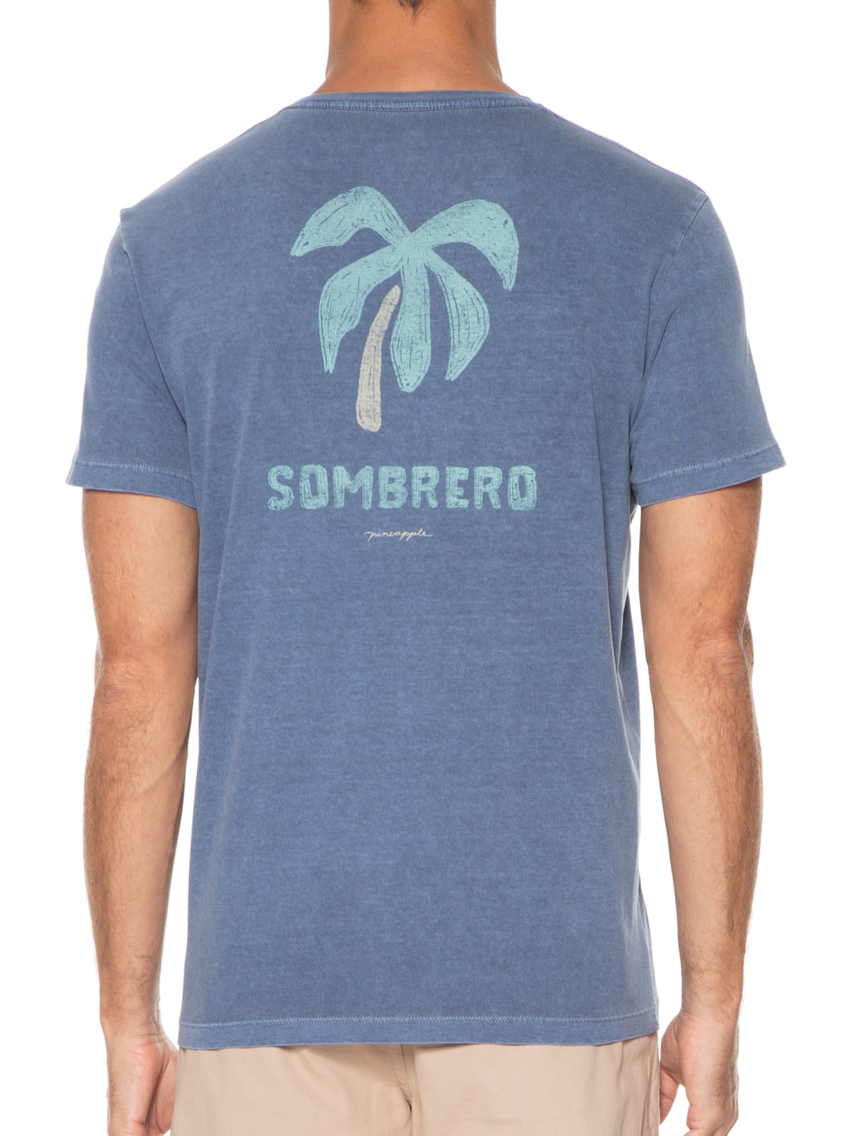 Camiseta Masculina Silkada Sombrero Azul Pineapple