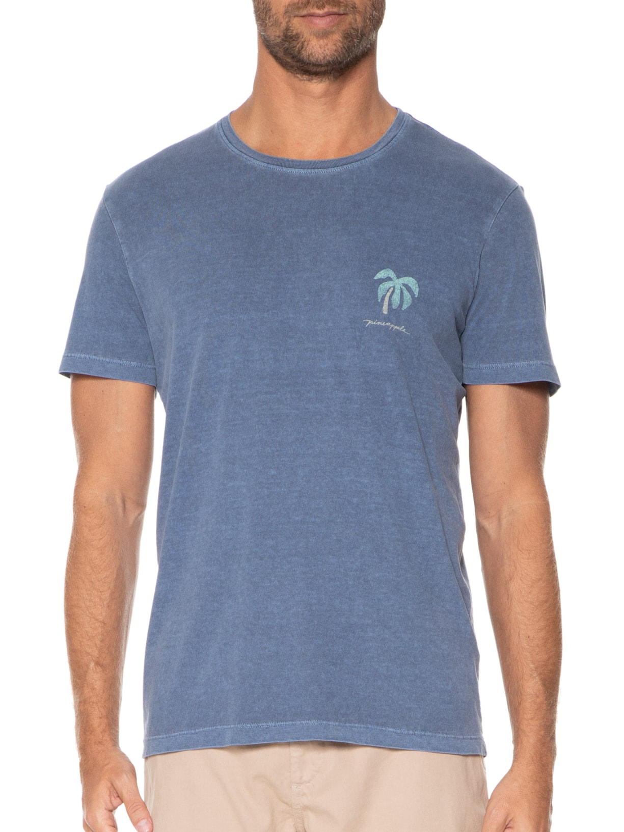 Camiseta Masculina Silkada Sombrero Azul Pineapple