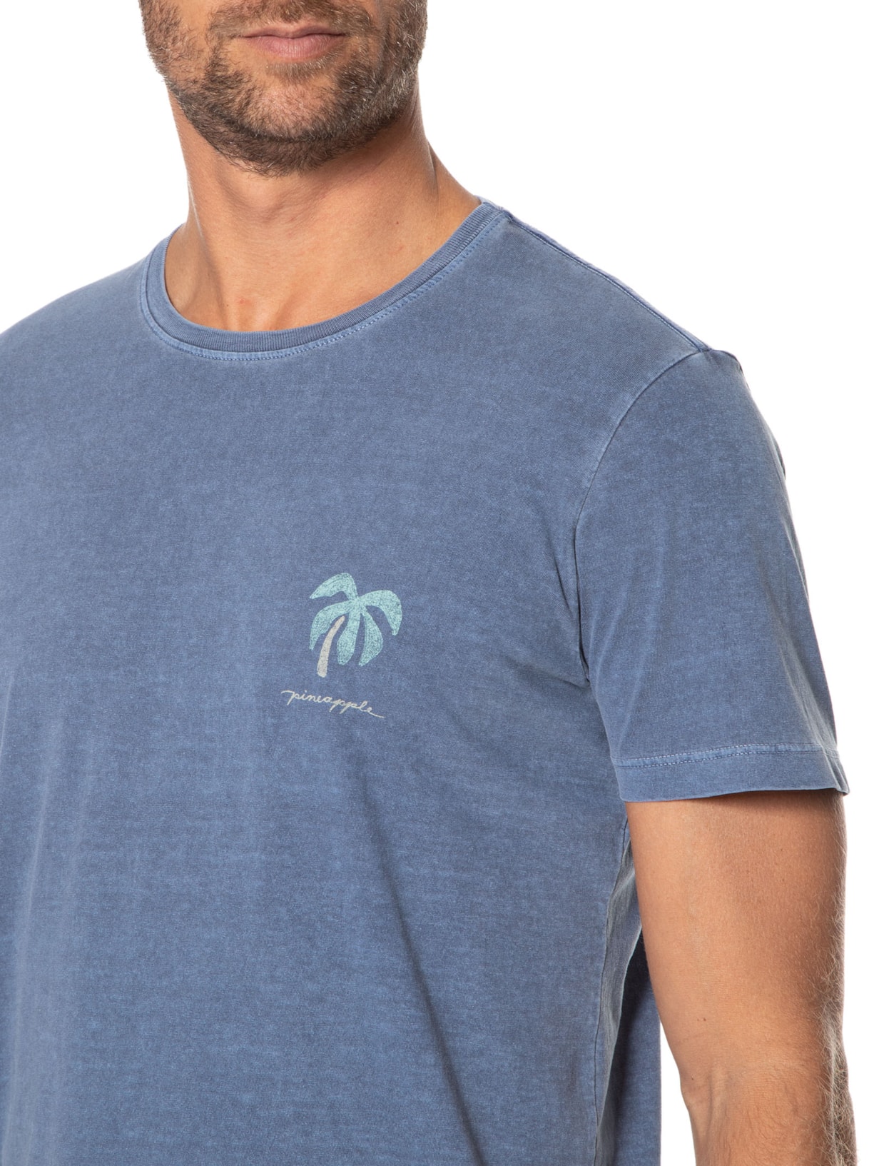 Camiseta Masculina Silkada Sombrero Azul Pineapple