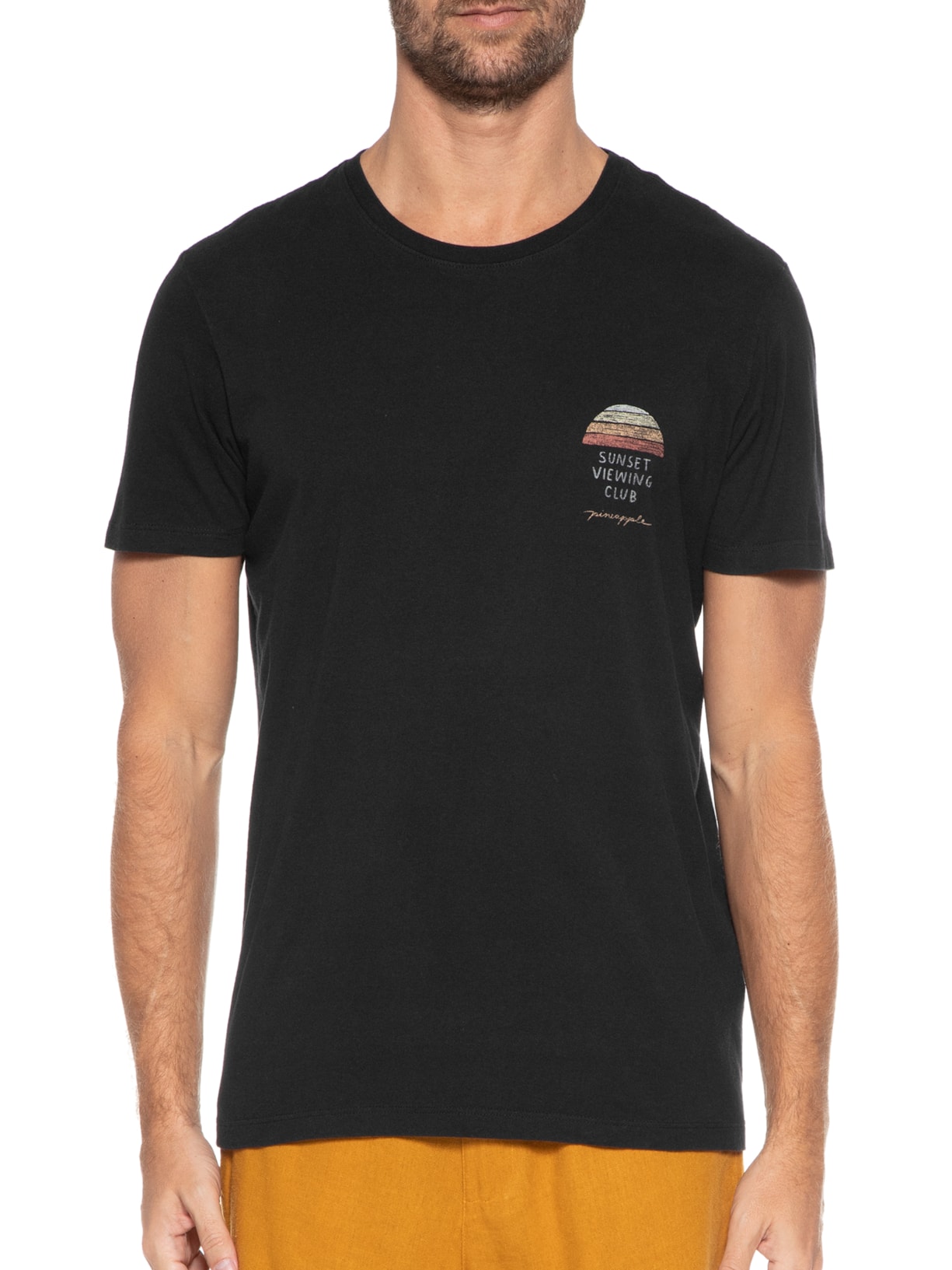Camiseta Masculina Silkada Sunset Minimal Preto Pineapple