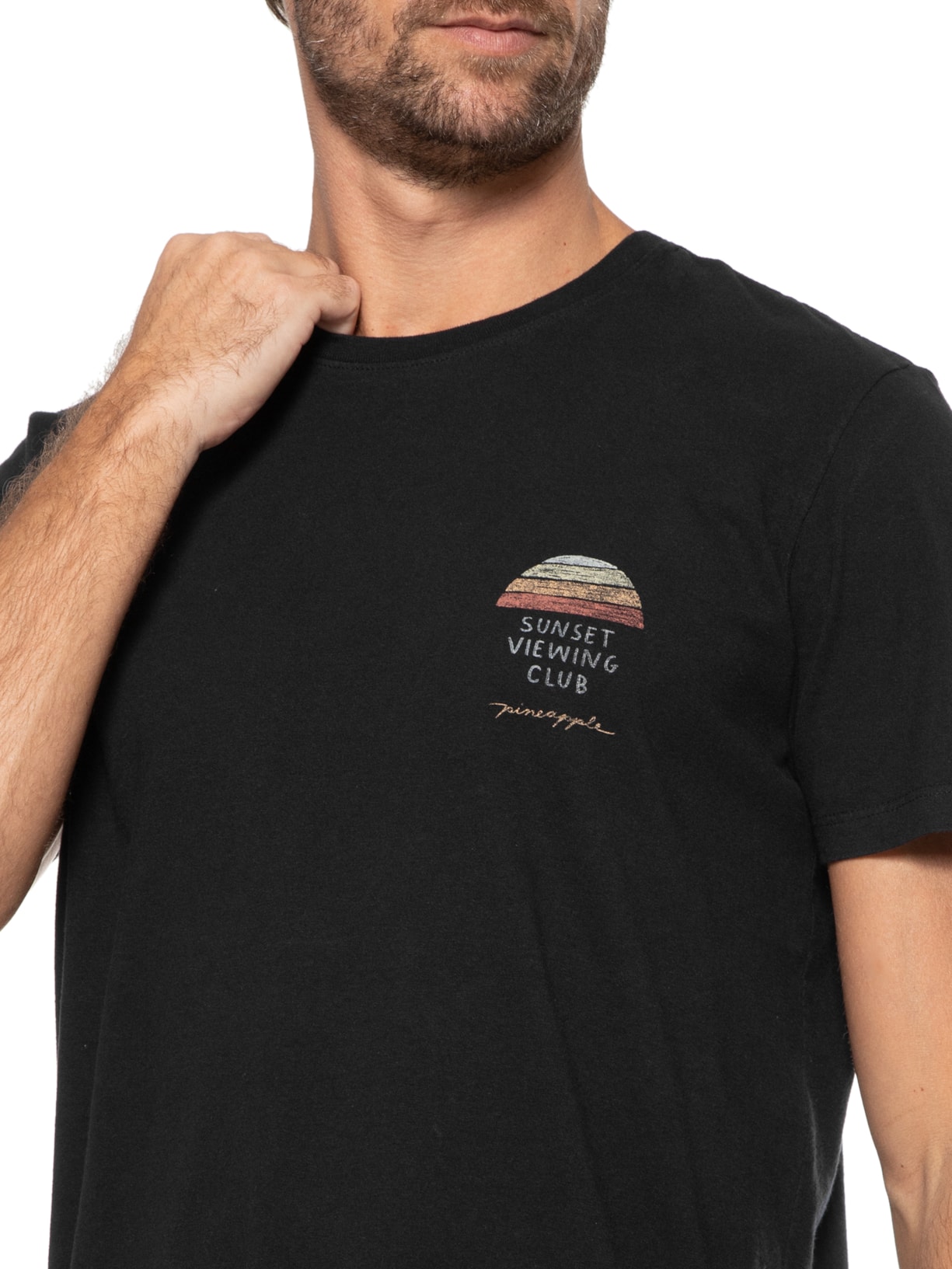 Camiseta Masculina Silkada Sunset Minimal Preto Pineapple