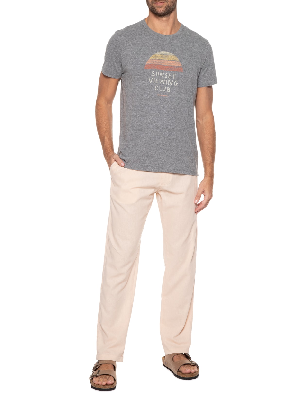 Camiseta Masculina Silkada Sunset Viewing Club Cinza Pineapple