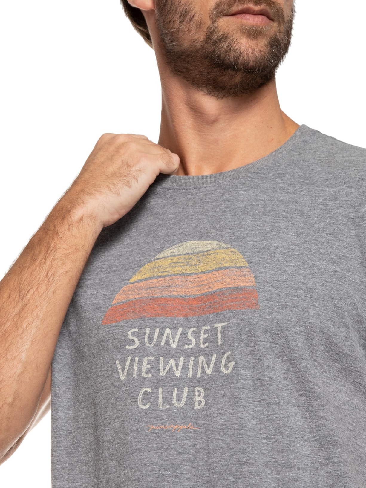 Camiseta Masculina Silkada Sunset Viewing Club Cinza Pineapple