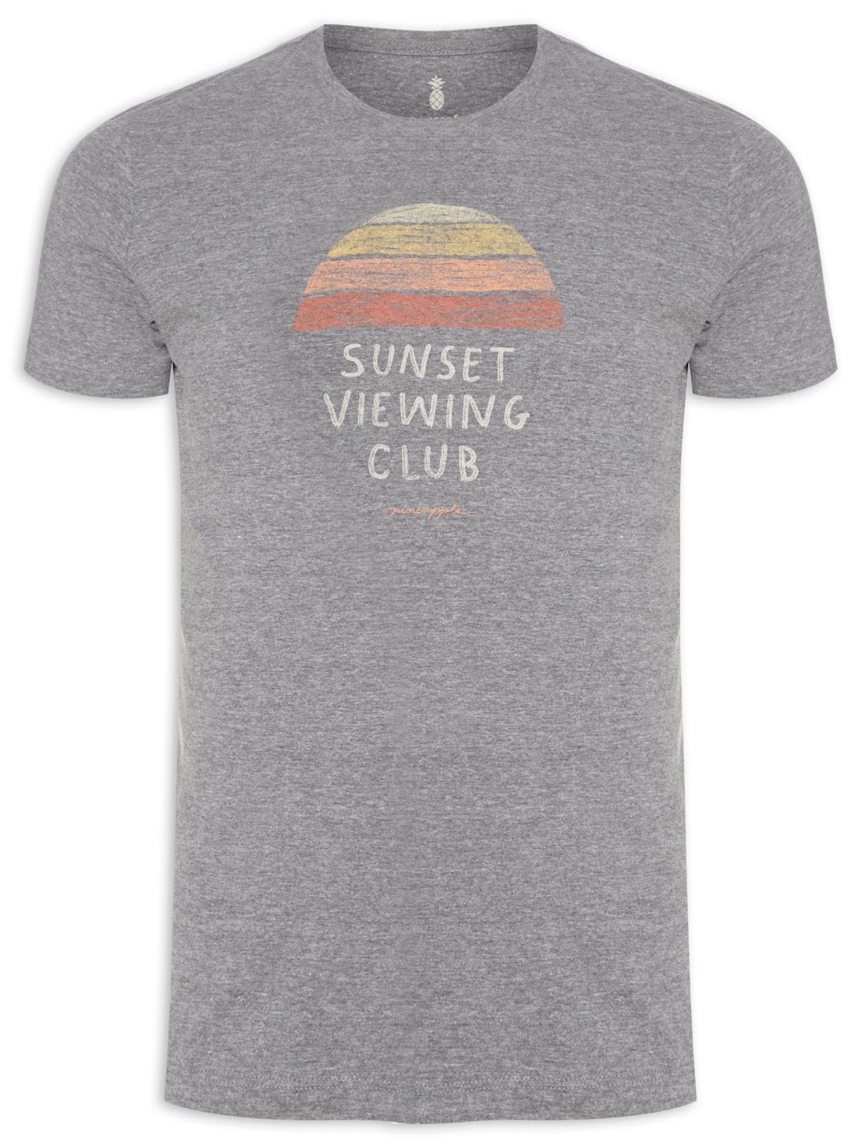 Camiseta Masculina Silkada Sunset Viewing Club Cinza Pineapple