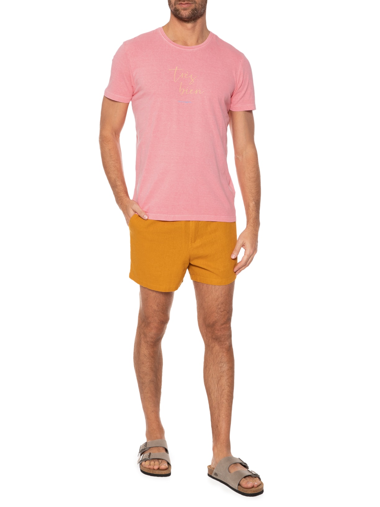 Camiseta Masculina Silkada Très Bien Rosa Pineapple