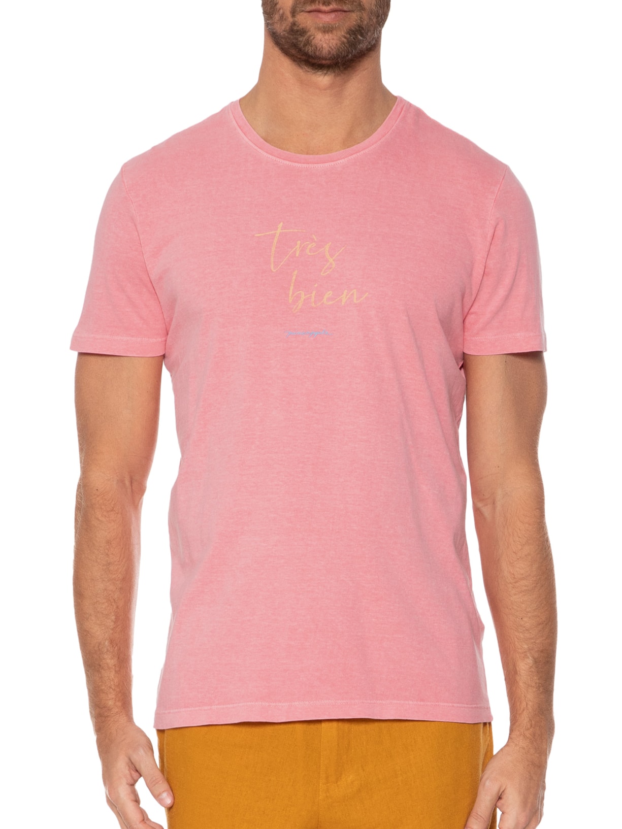 Camiseta Masculina Silkada Très Bien Rosa Pineapple