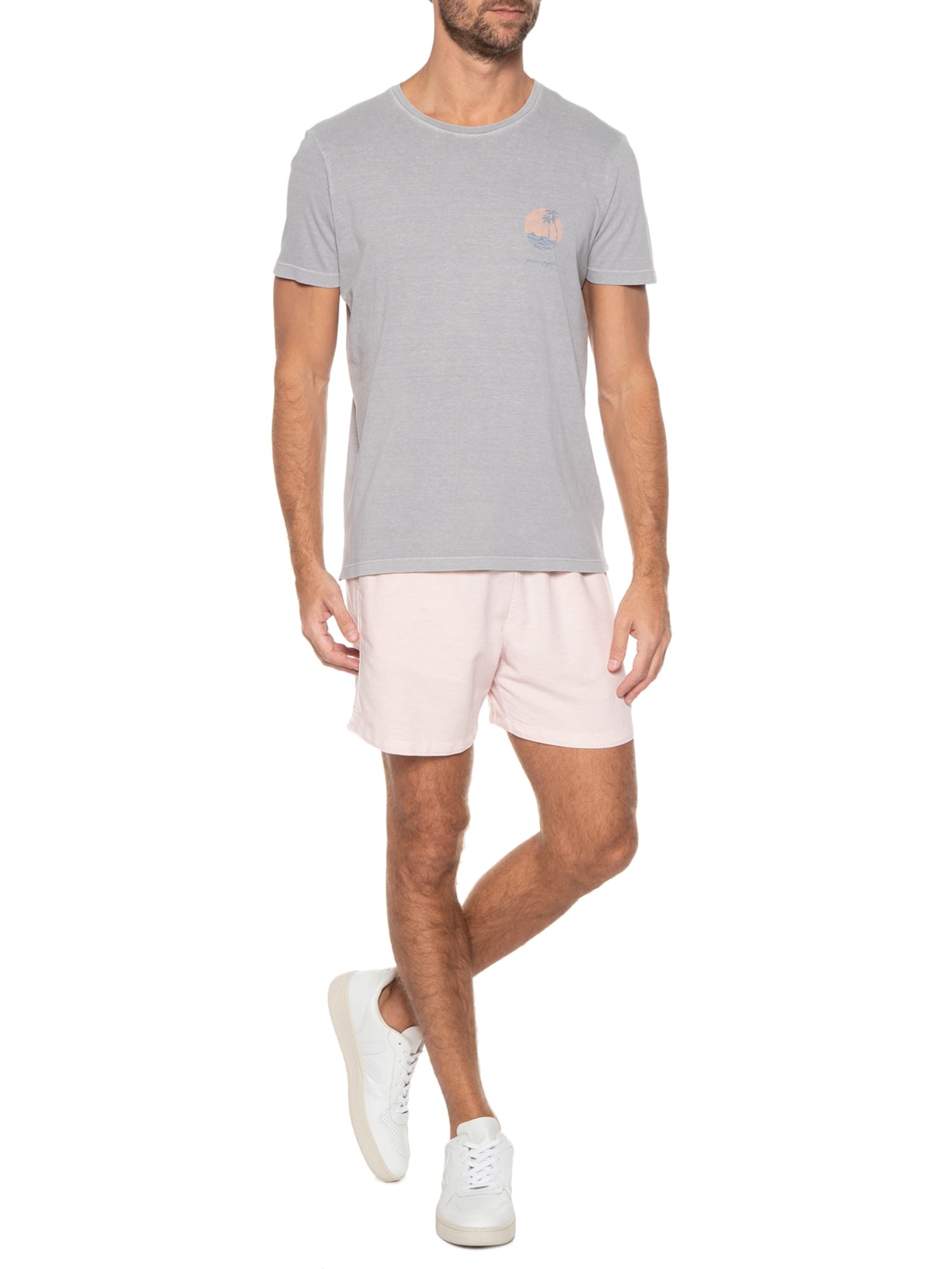 Camiseta Masculina Silkada Tropical Cinza Pineapple