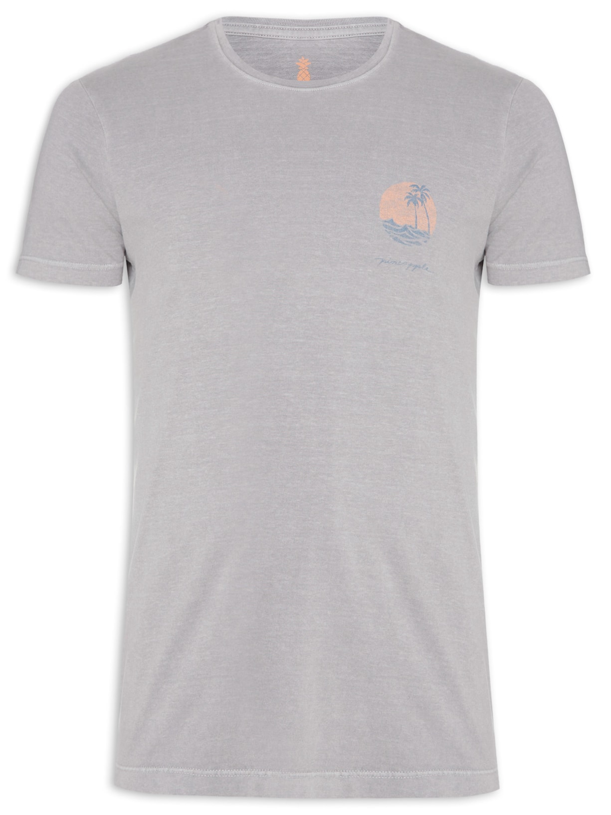Camiseta Masculina Silkada Tropical Cinza Pineapple