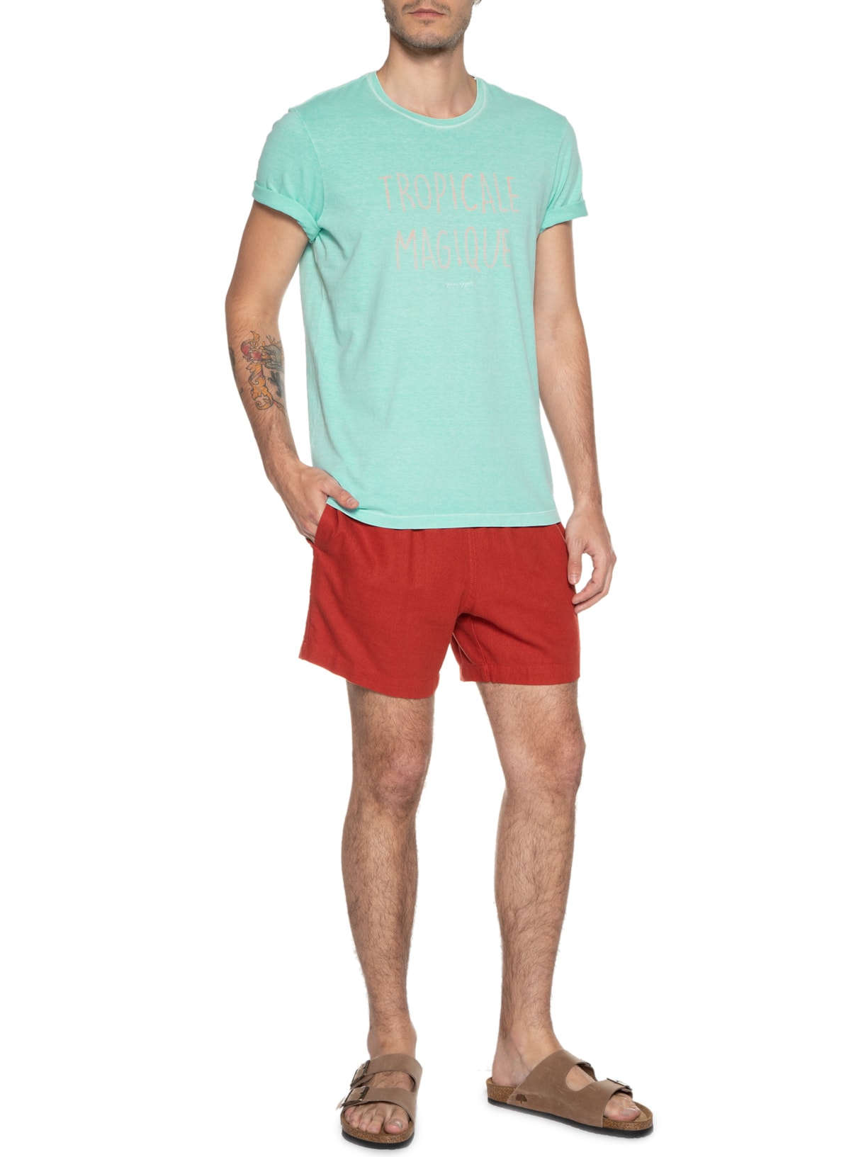 Camiseta Masculina Silkada Tropicale Magique Azul Pineapple