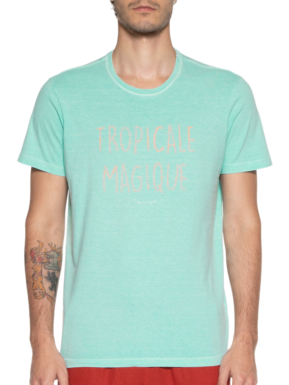 Camiseta Masculina Silkada Tropicale Magique Azul Pineapple
