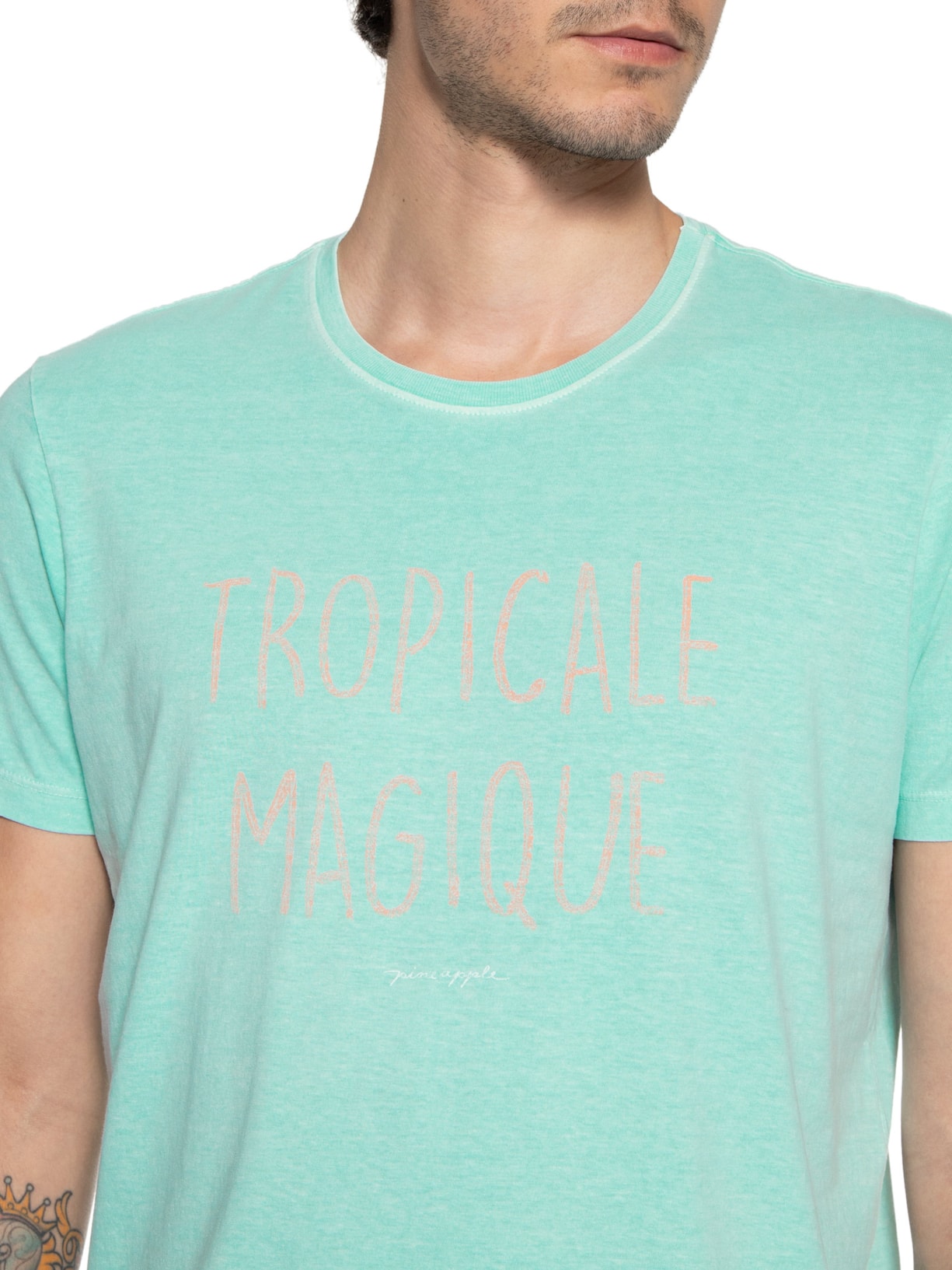 Camiseta Masculina Silkada Tropicale Magique Azul Pineapple