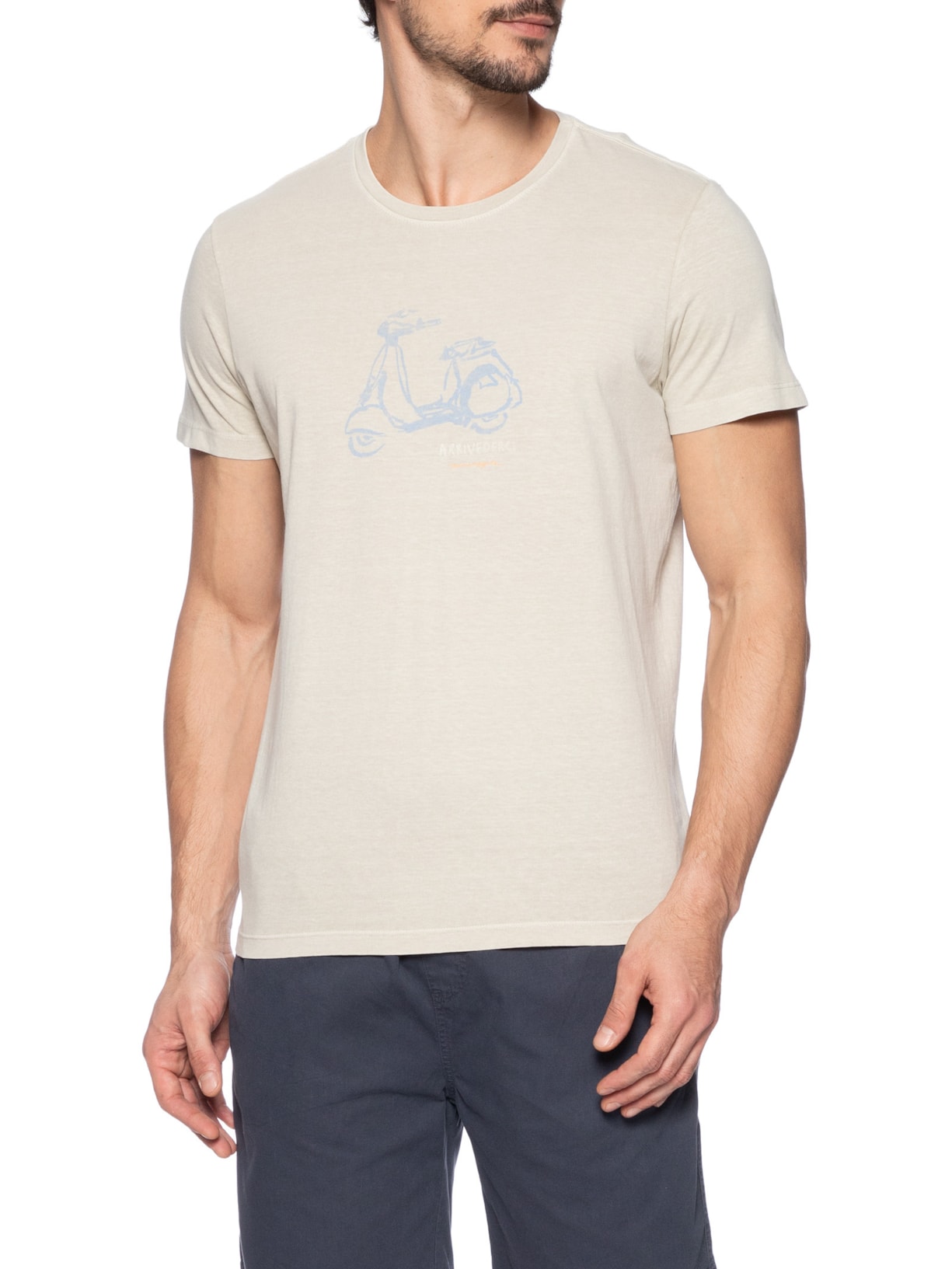 Camiseta Masculina Silkada Vespa Bege Pineapple