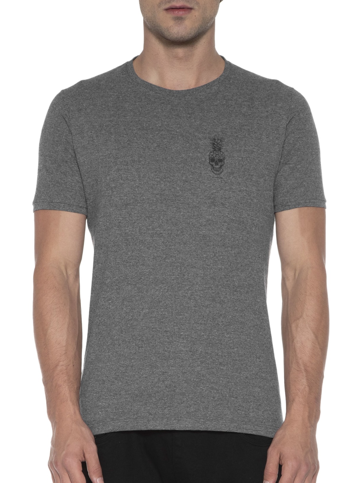 Camiseta Masculina Skull Pineapple Grafite Cinza La Moustache