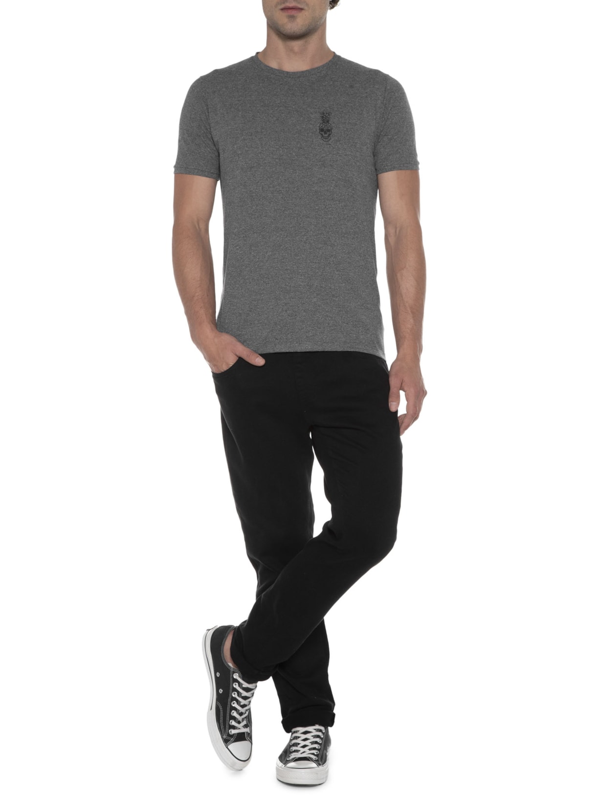 Camiseta Masculina Skull Pineapple Grafite Cinza La Moustache