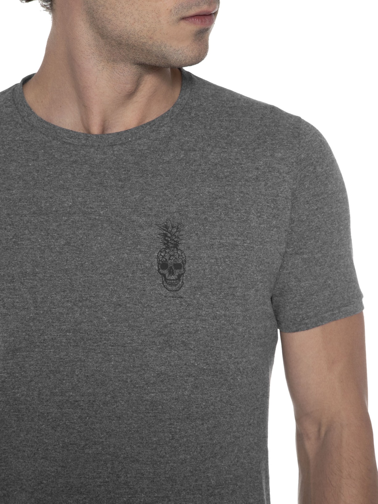 Camiseta Masculina Skull Pineapple Grafite Cinza La Moustache