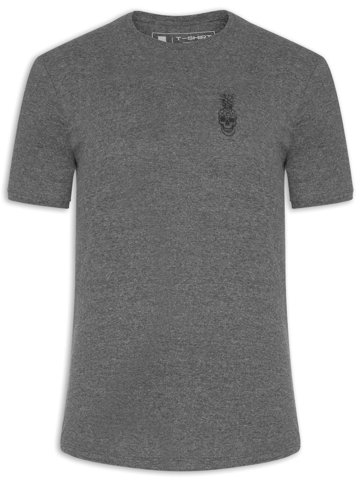 Camiseta Masculina Skull Pineapple Grafite Cinza La Moustache