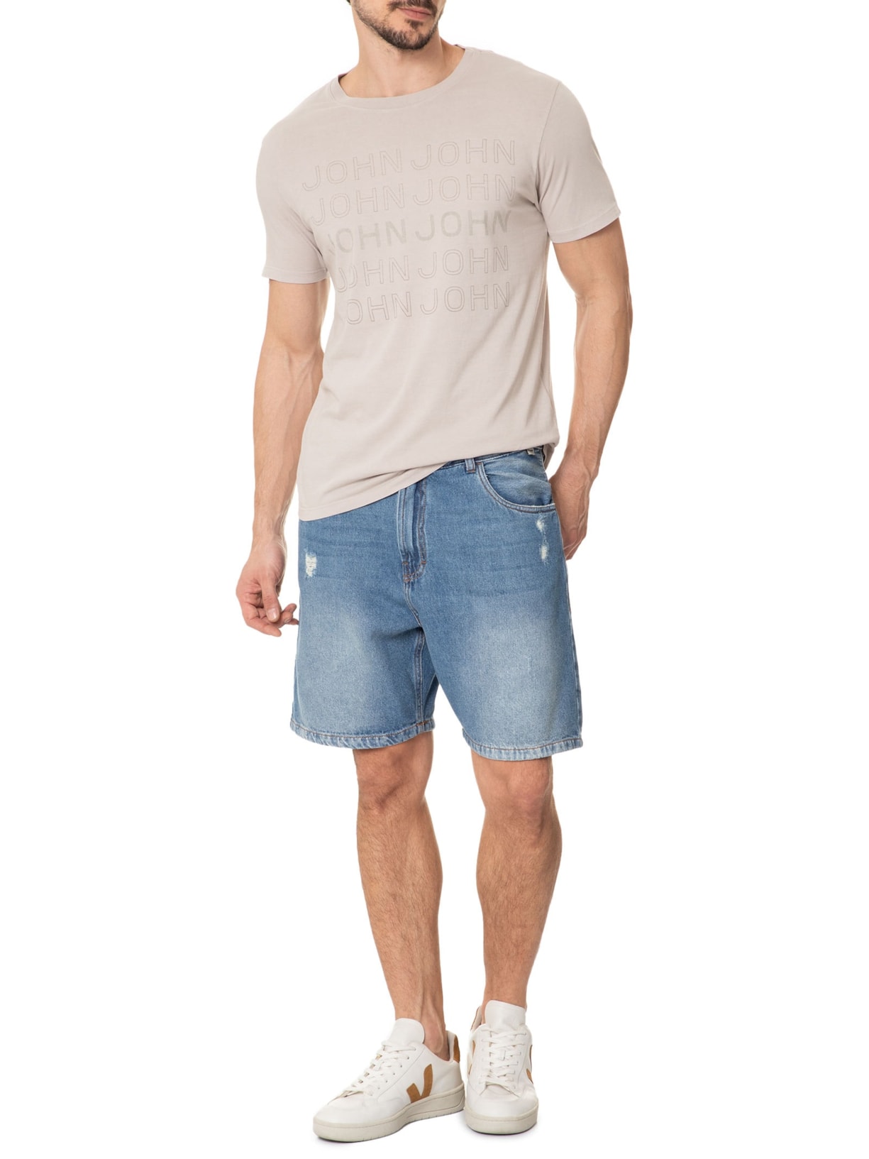 Camiseta Masculina Slim Bege John John