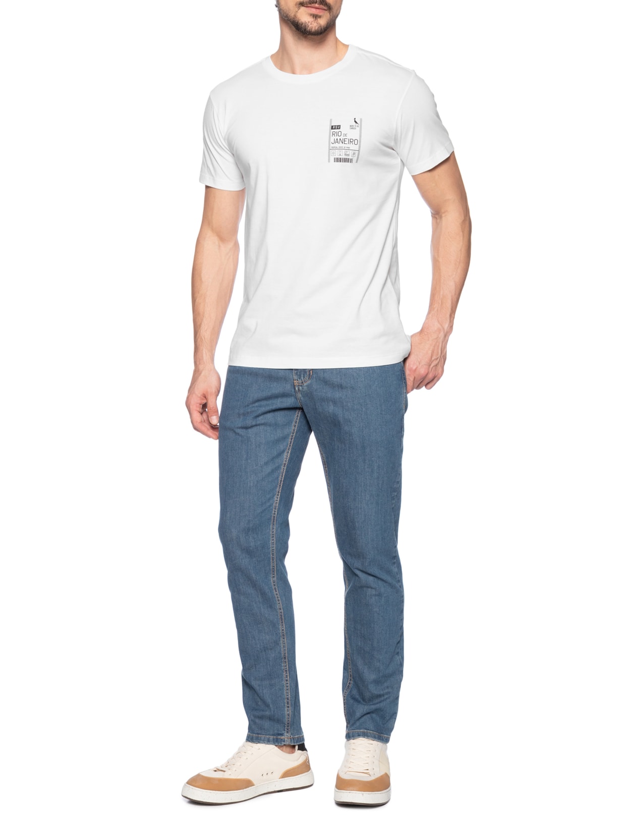 Camiseta Masculina Slim Born To Be Carioca Rj Branco  Reserva
