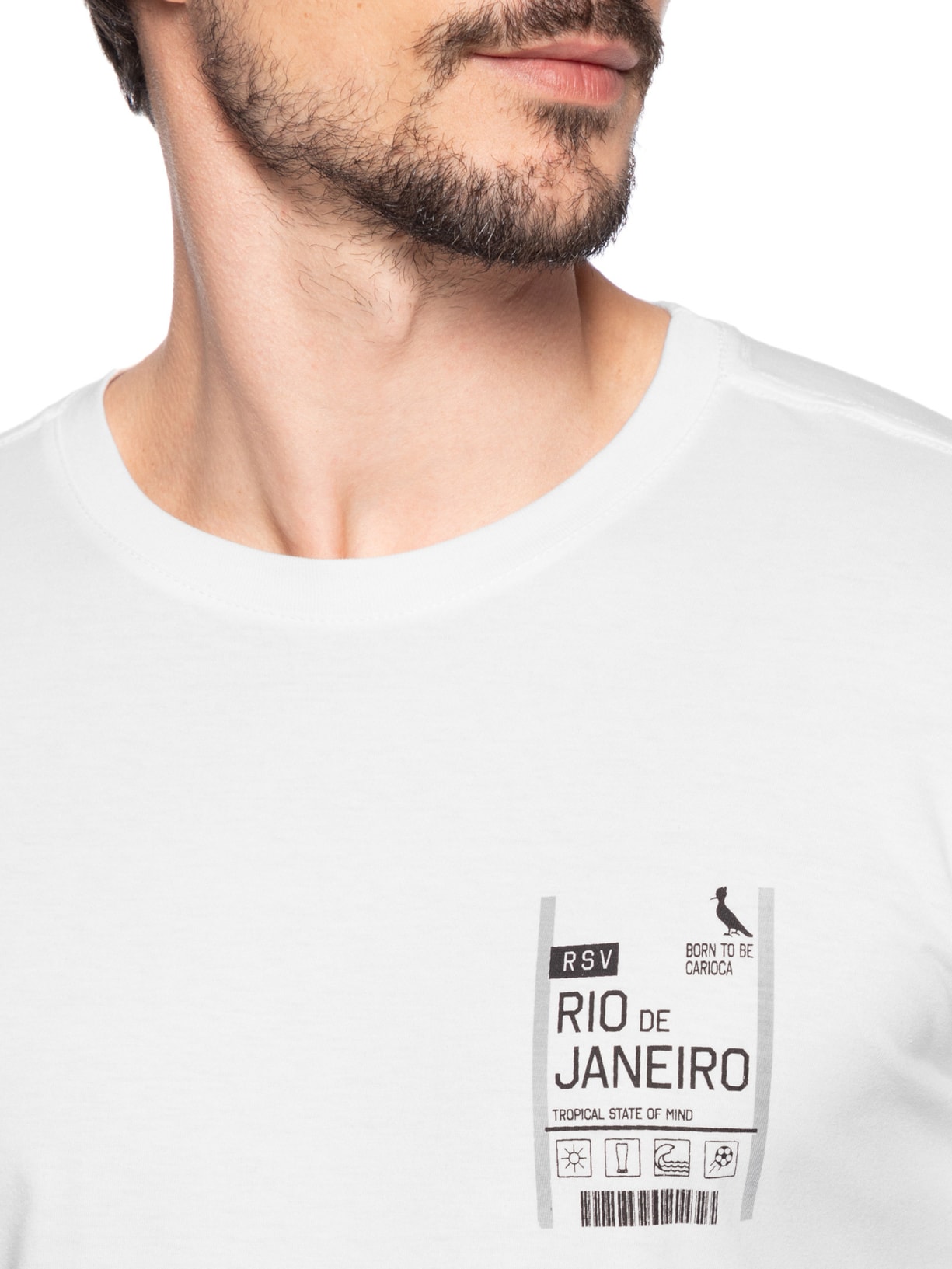 Camiseta Masculina Slim Born To Be Carioca Rj Branco  Reserva