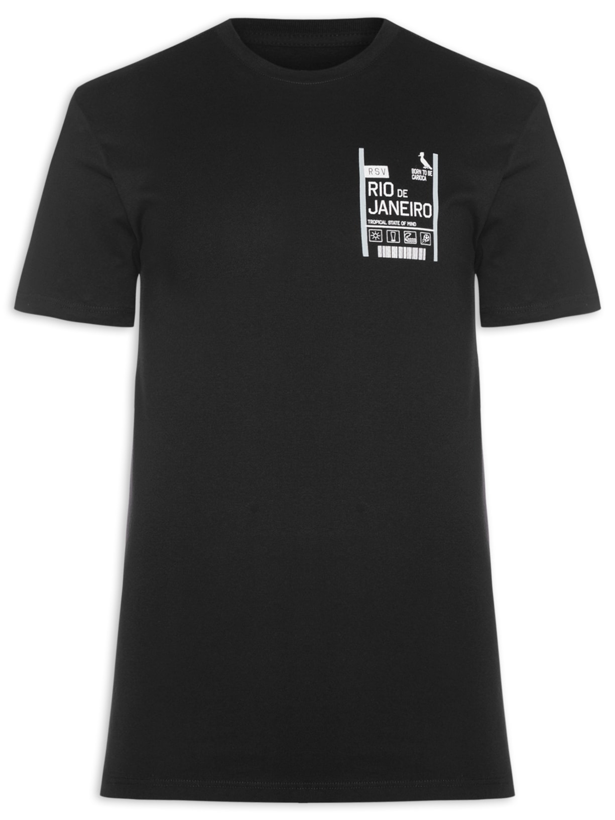 Camiseta Masculina Slim Born To Be Carioca Rj - Preto