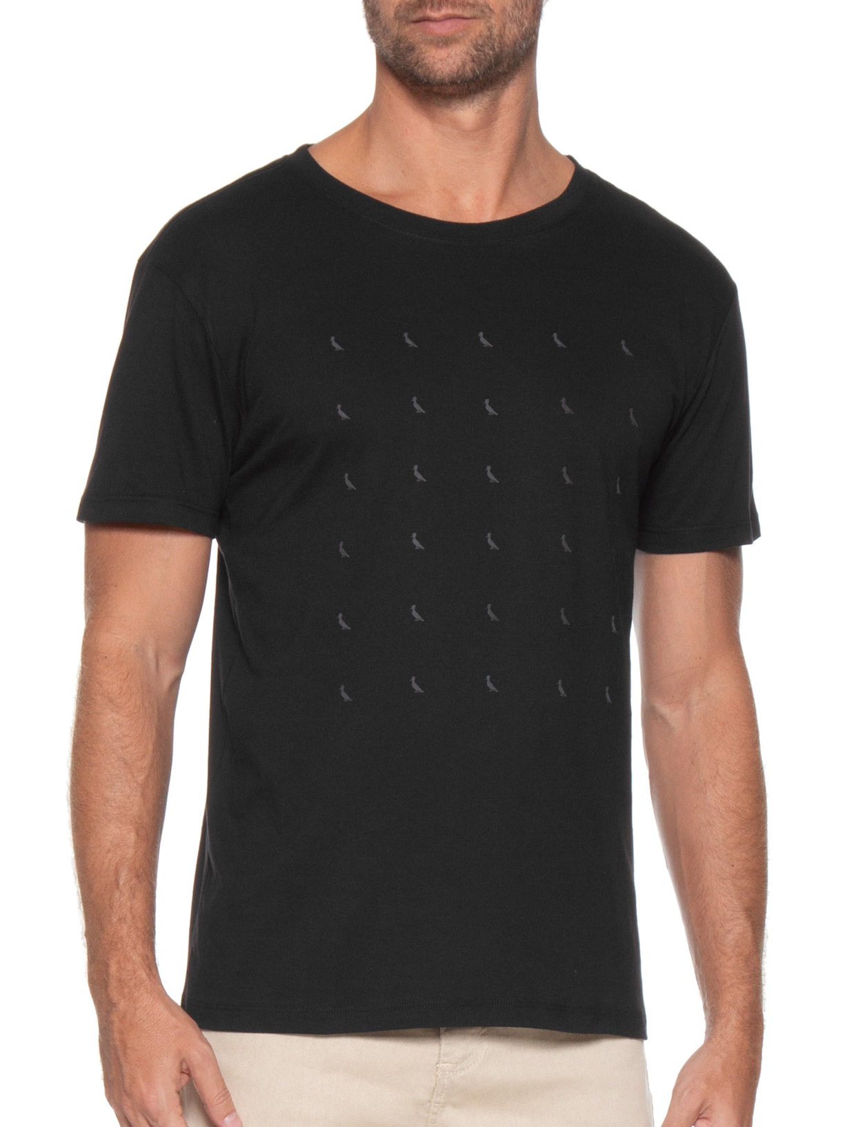 Camiseta Masculina Slim Estampa Pica Pau Minimal Lines Preto Reserva