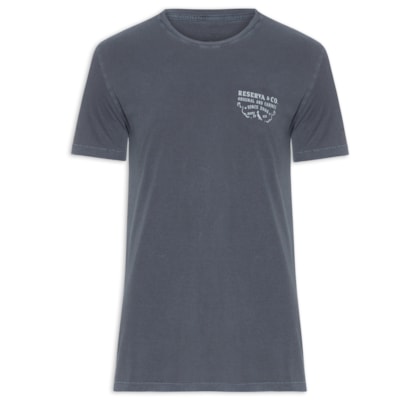 Camiseta Masculina Slim Estampa Placa Antiga - Azul