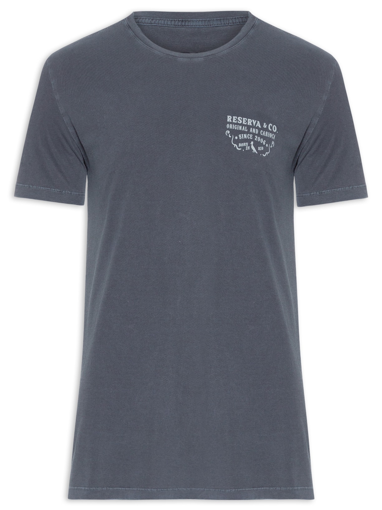 Camiseta Masculina Slim Estampa Placa Antiga - Azul