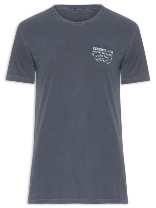 Camiseta Masculina Slim Estampa Placa Antiga - Azul