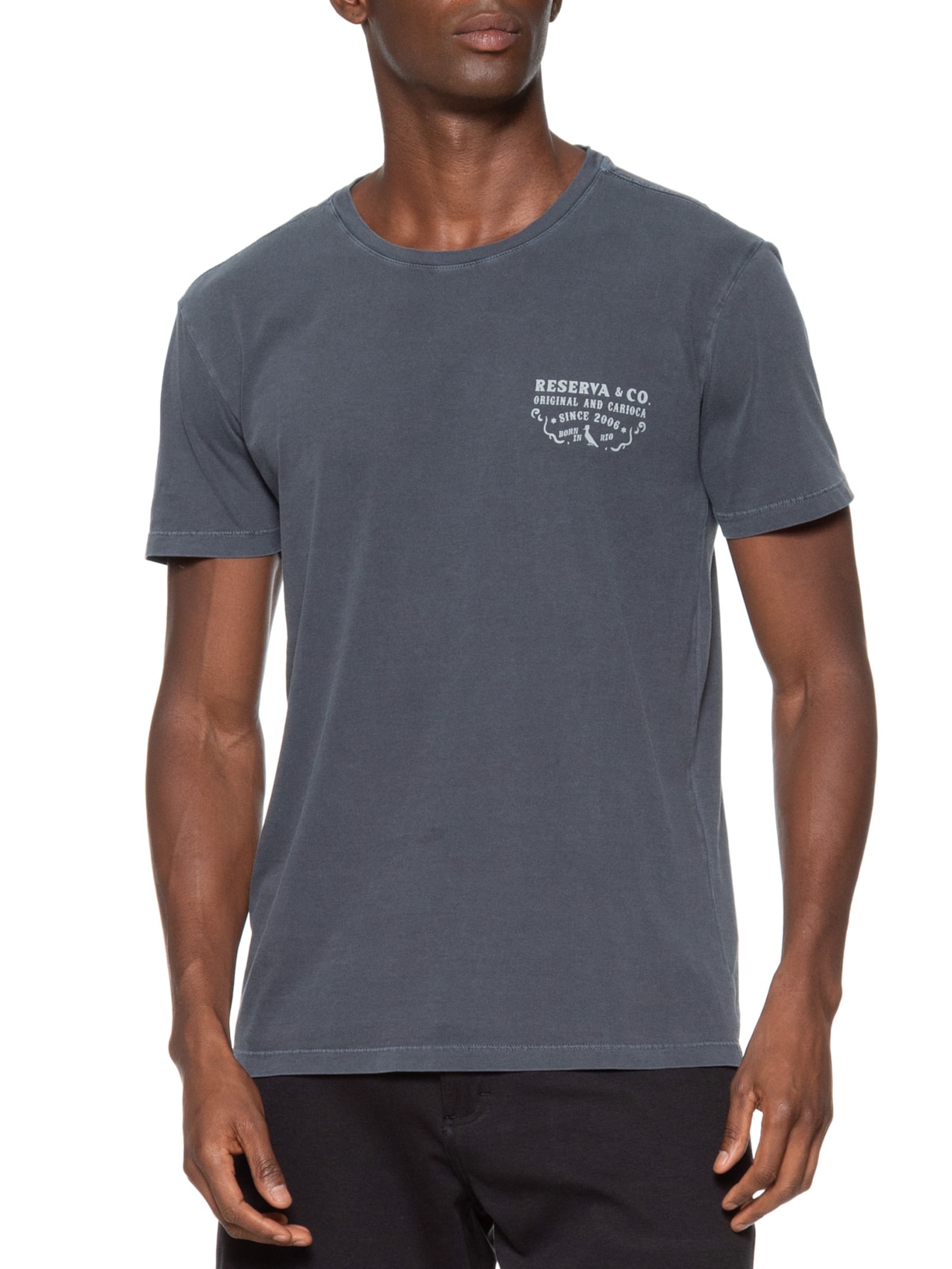 Camiseta Masculina Slim Estampa Placa Antiga Azul Reserva