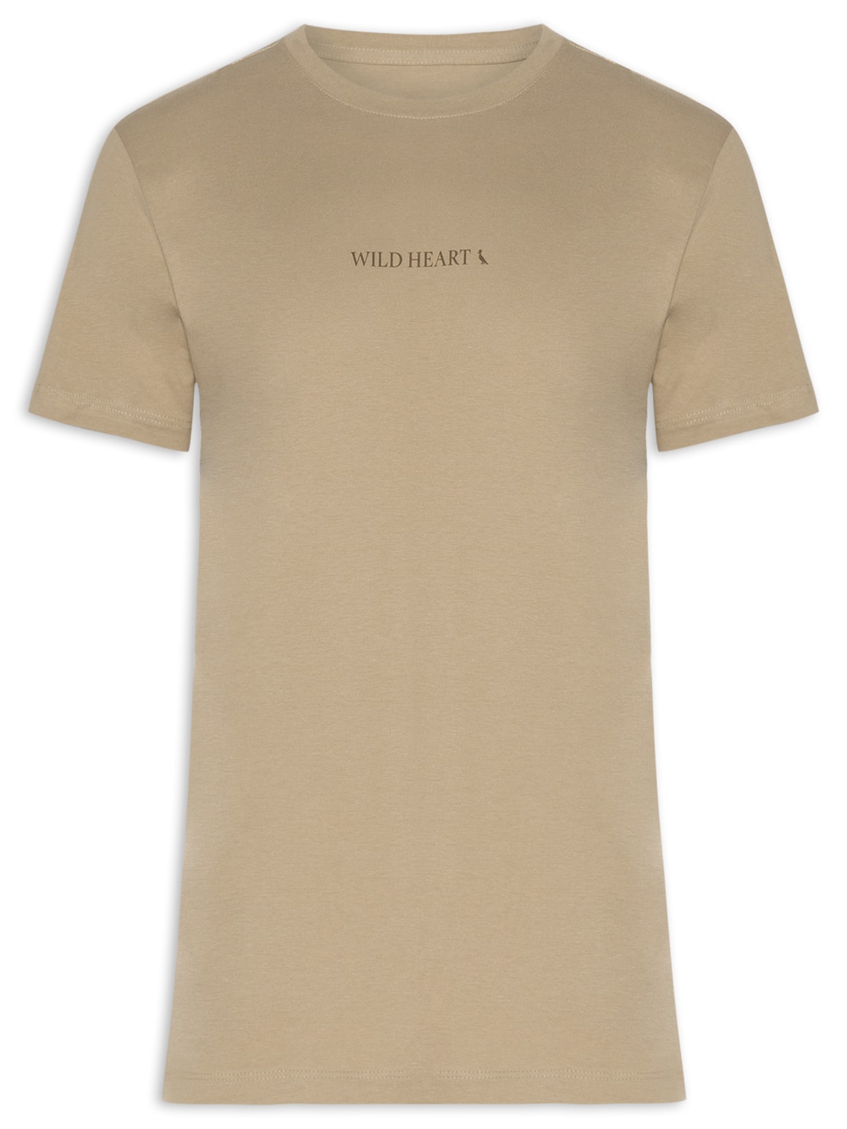 Camiseta Masculina Slim Estampa Wild Heart Word - Bege