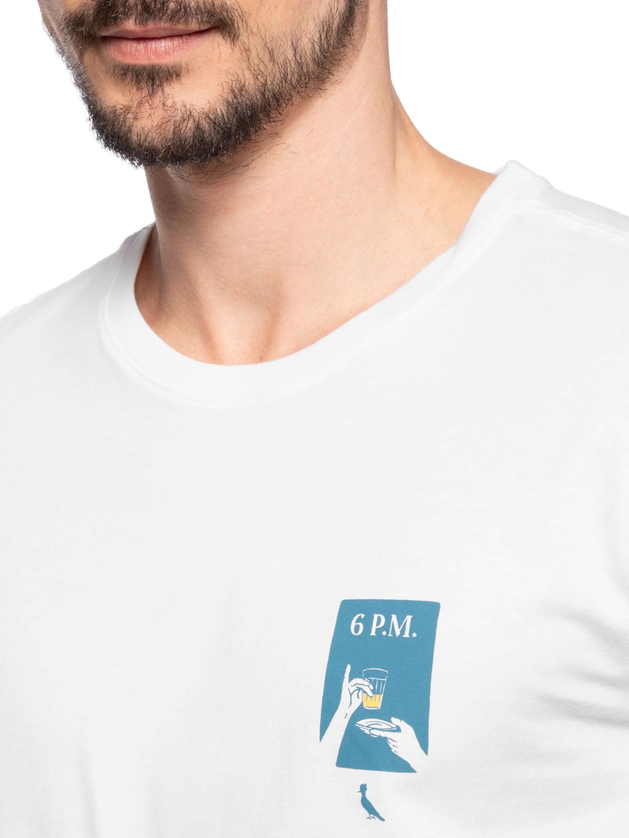Camiseta Masculina Slim Estampada Copinho 6am Branco  Reserva