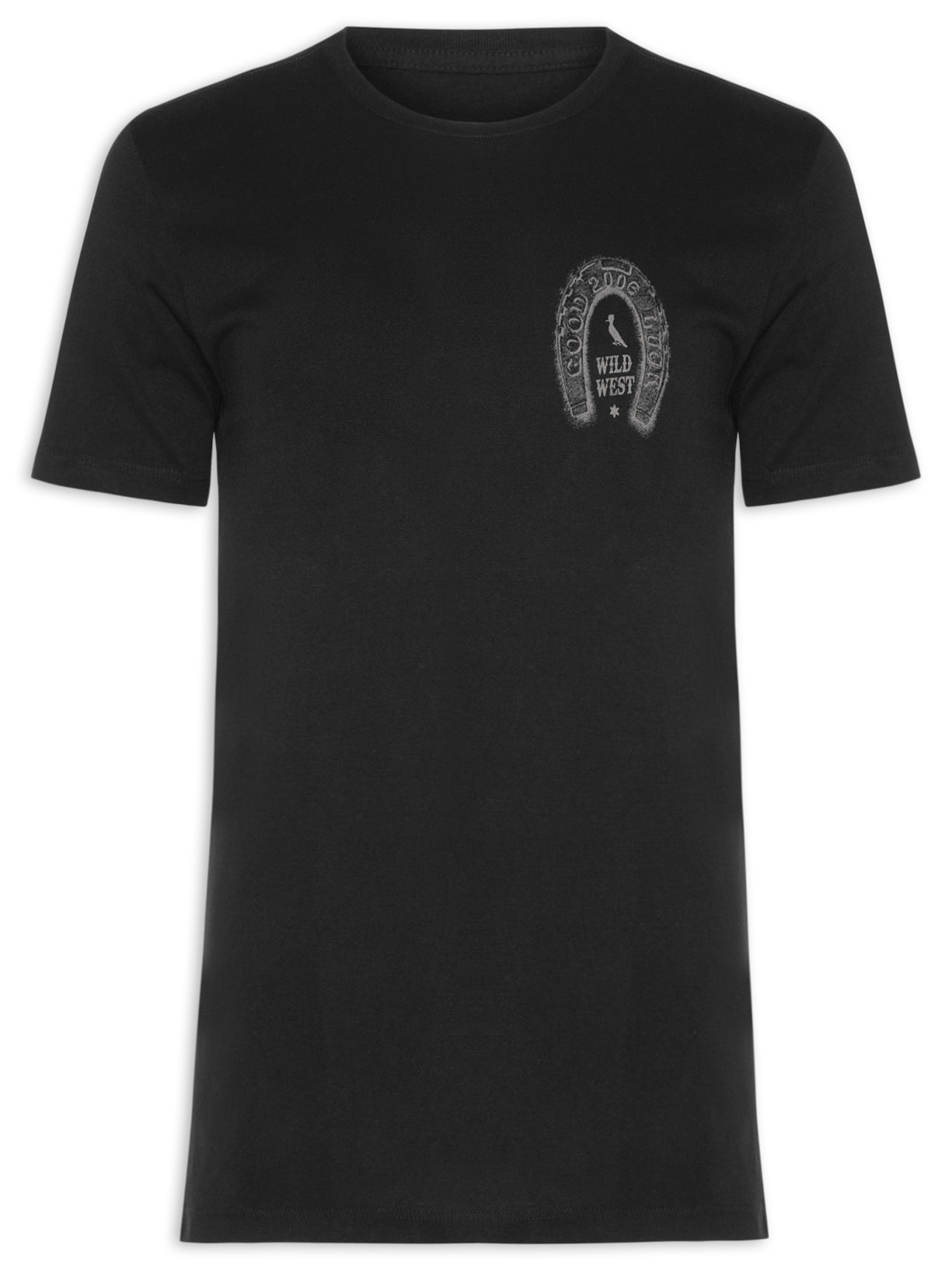 Camiseta Masculina Slim Estampada Wild West - Preto