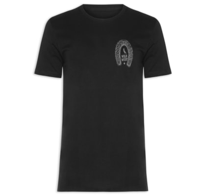 Camiseta Masculina Slim Estampada Wild West - Preto