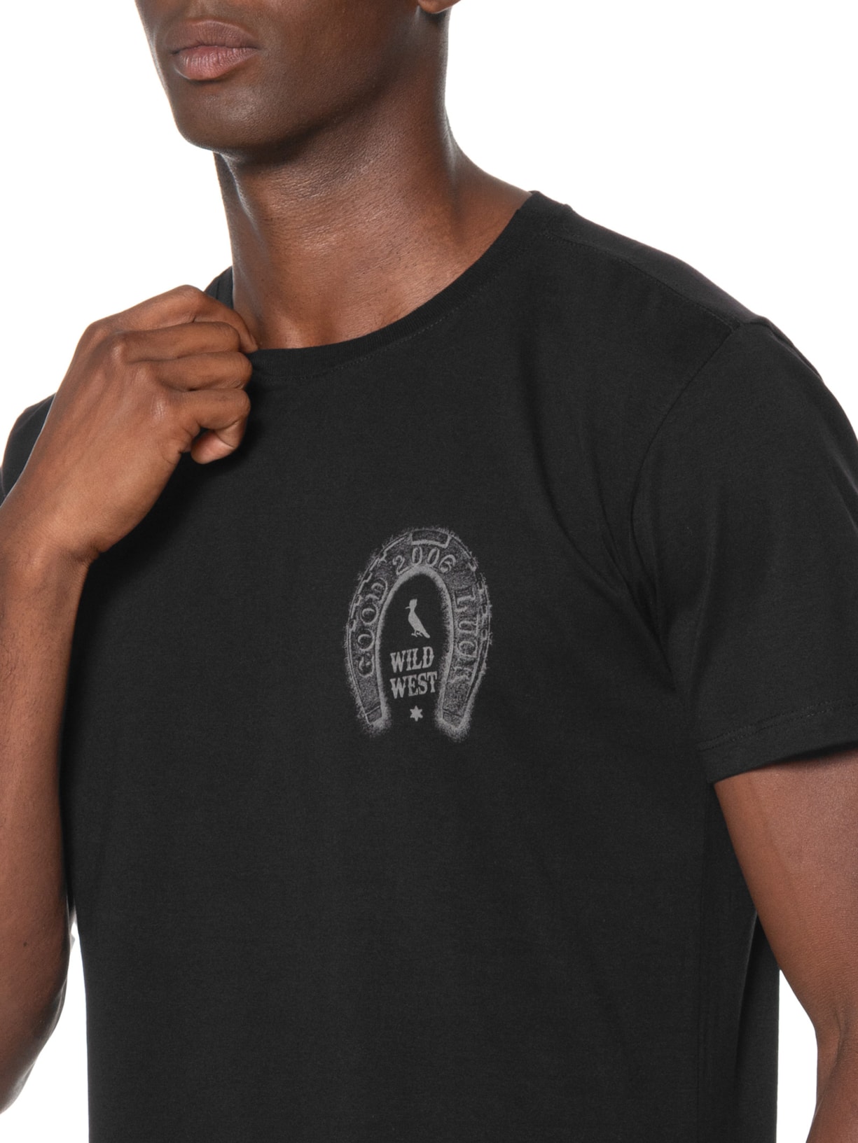 Camiseta Masculina Slim Estampada Wild West Preto Reserva