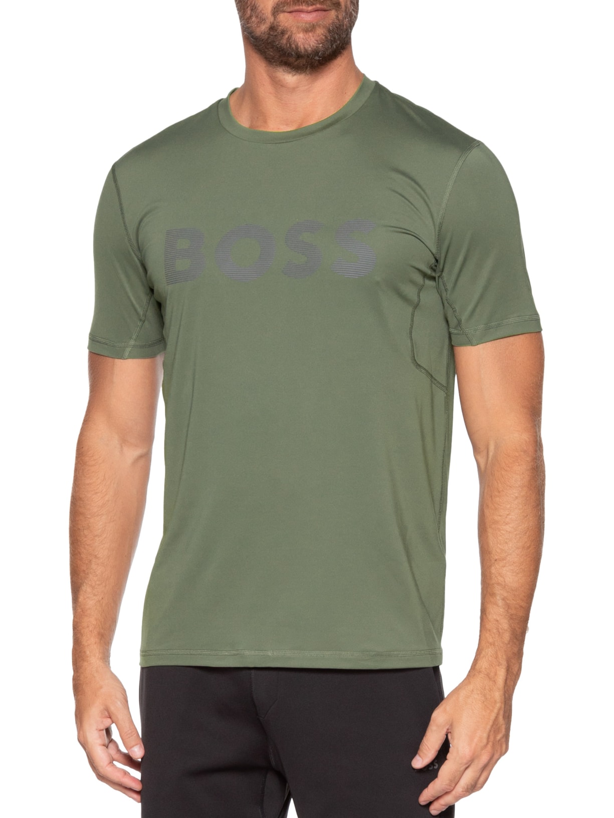 Camiseta Masculina Slim-Fit com Logo Tee Ac Bege Boss