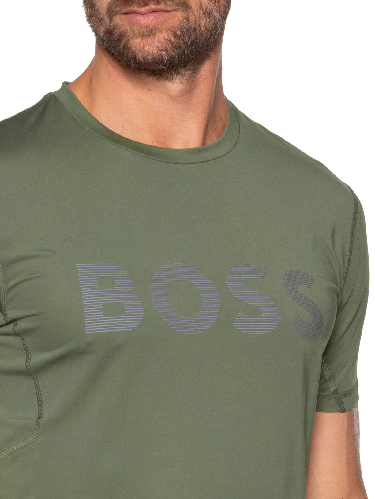 Camiseta Masculina Slim-Fit com Logo Tee Ac Bege Boss