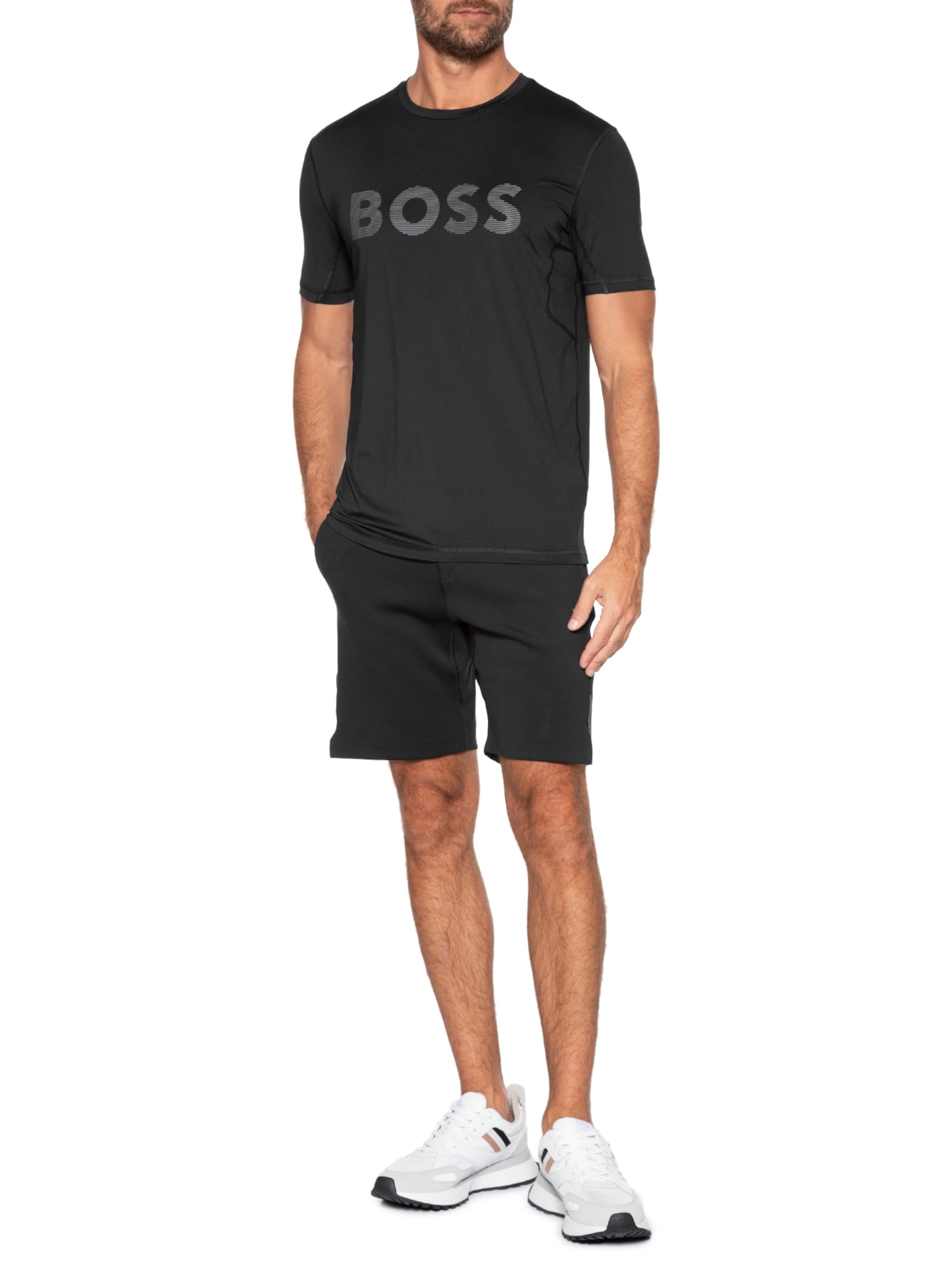 Camiseta Masculina Slim-Fit com Logo Tee Ac Preto Boss