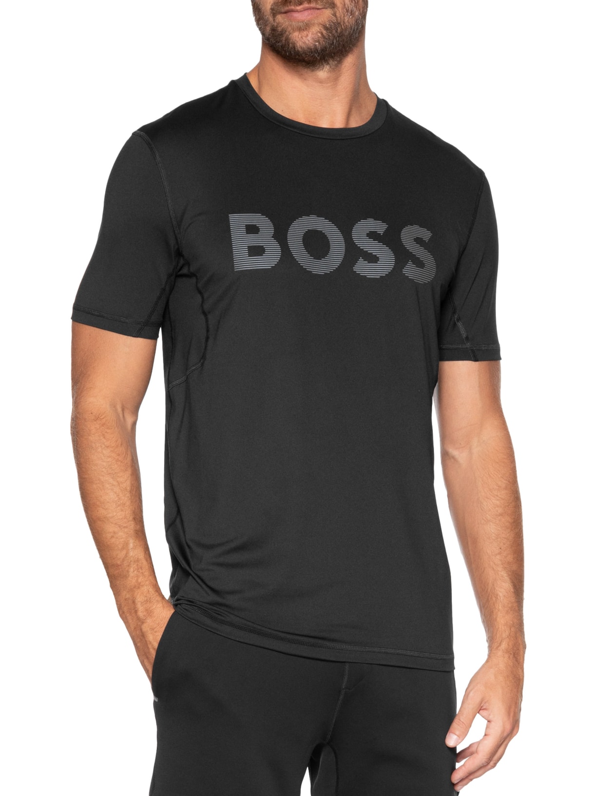 Camiseta Masculina Slim-Fit com Logo Tee Ac Preto Boss